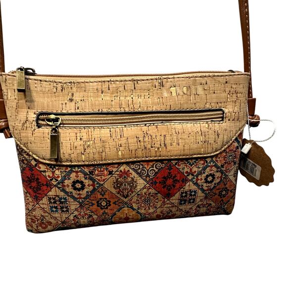Cork Crossbody Purse & Wallet Set Portugal Vegan Floral Lightweight Travel Boho - Picture 3 of 16